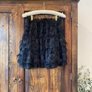 Waverly Grey Feathered Mini Skirt